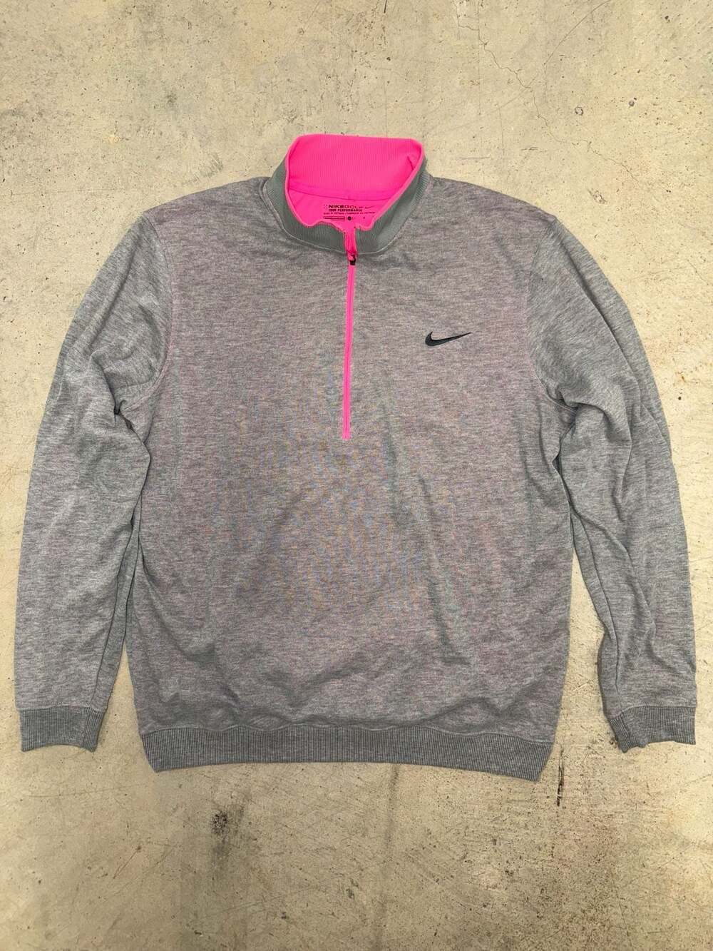Nike Golf Tour Performance Men's Heather Gray & Pink 1/4 Zip Pullover Sweatshirt